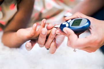 pricking finger for blood sample