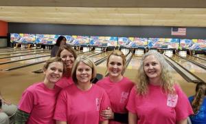 team members at the bowling alley