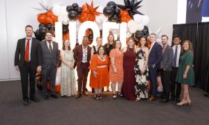 group photo with balloons
